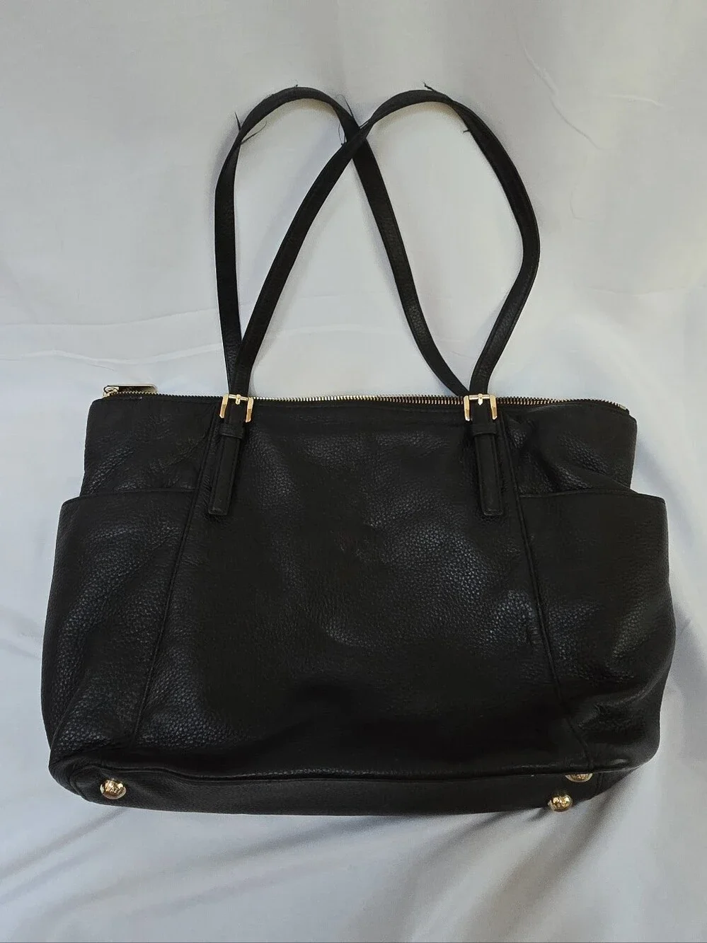 Michael Kors Jet Set Large Black Pebbled Leather Tote Bag